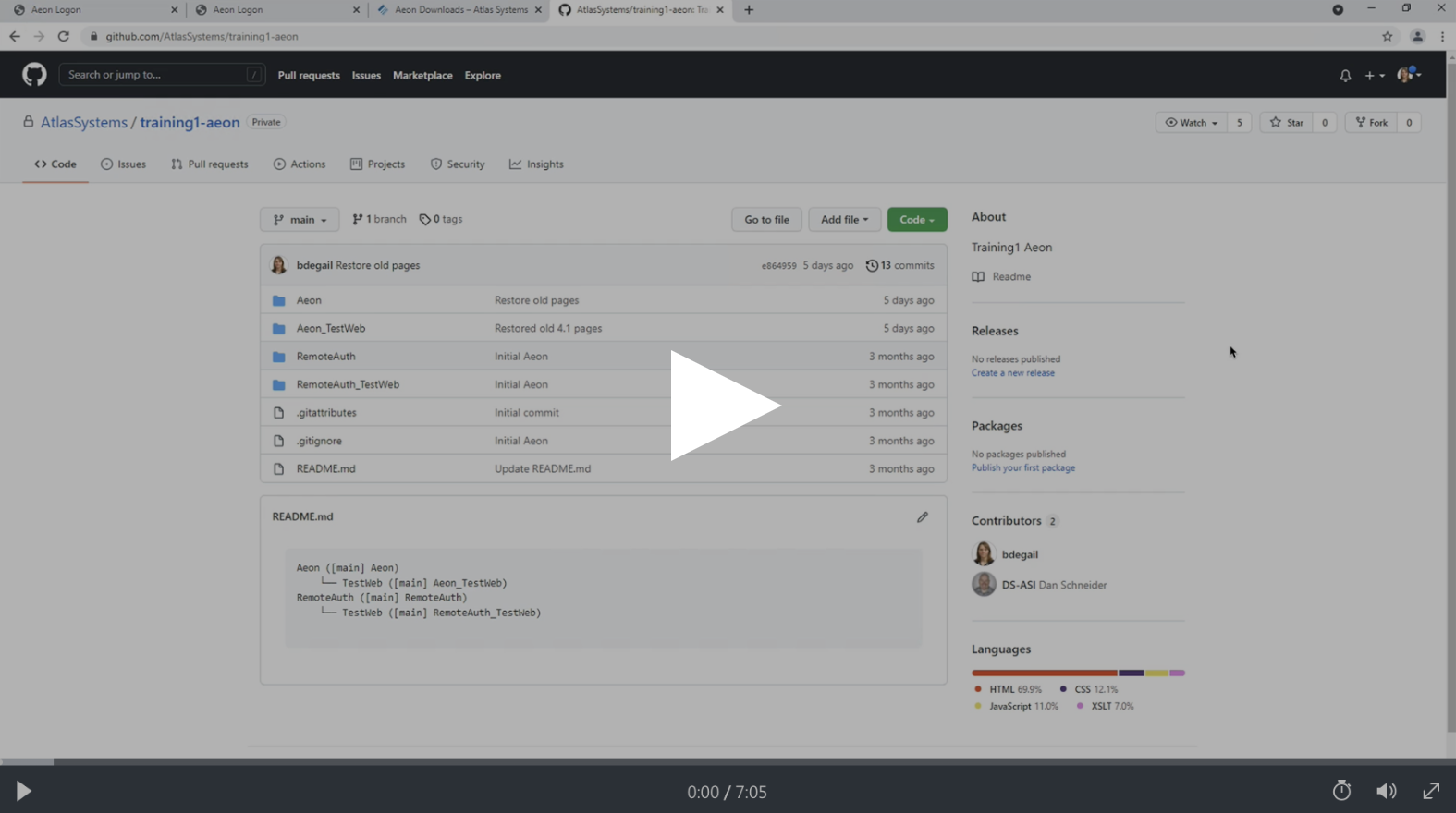 Loading Default Web Pages into Testweb video link